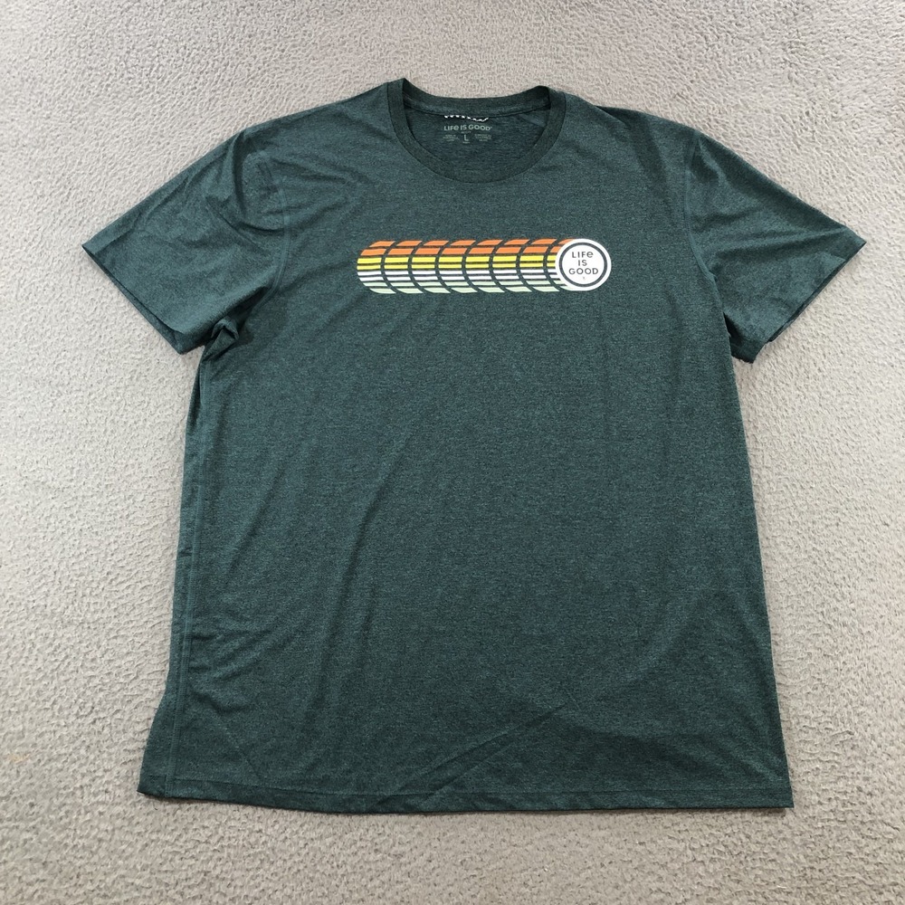 life is good t shirt mens L teal green active gym training running